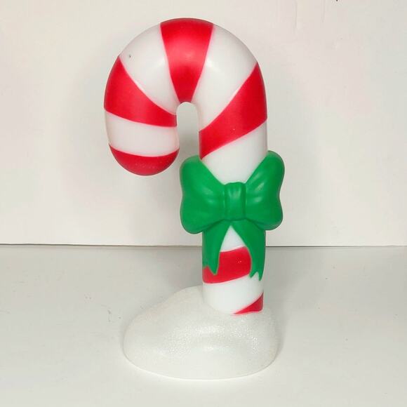 Peppermint Candy Cane Blow Mold Christmas Light Up Battery Operated Green Bow - Picture 12 of 12
